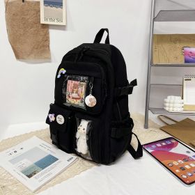 Women's Travel Backpack Women's Multi-Pocket Waterproof College School Bag Transparent Bag Large Capacity Laptop Backpack Reinforcement (Color: black)