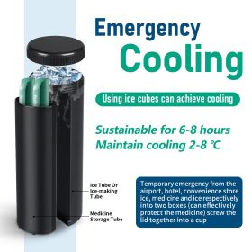 Medication Cooler Box Portable Waterproof Insulin Pen Travel Cooler Bottle For Diabetes Insulated Medicine for Travel (Color: black)